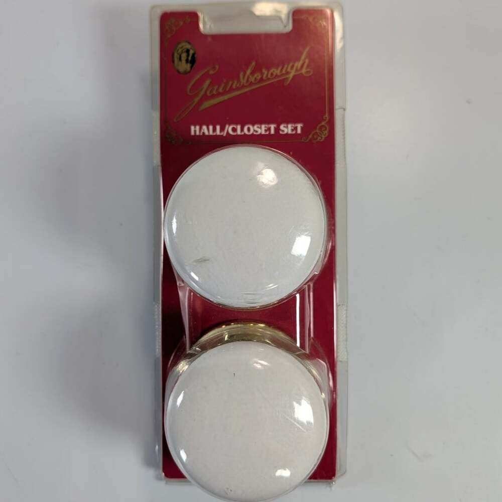NOS Gainsborough Porcelain Hall / Closet Door Knob Set Gold Australia Vintage